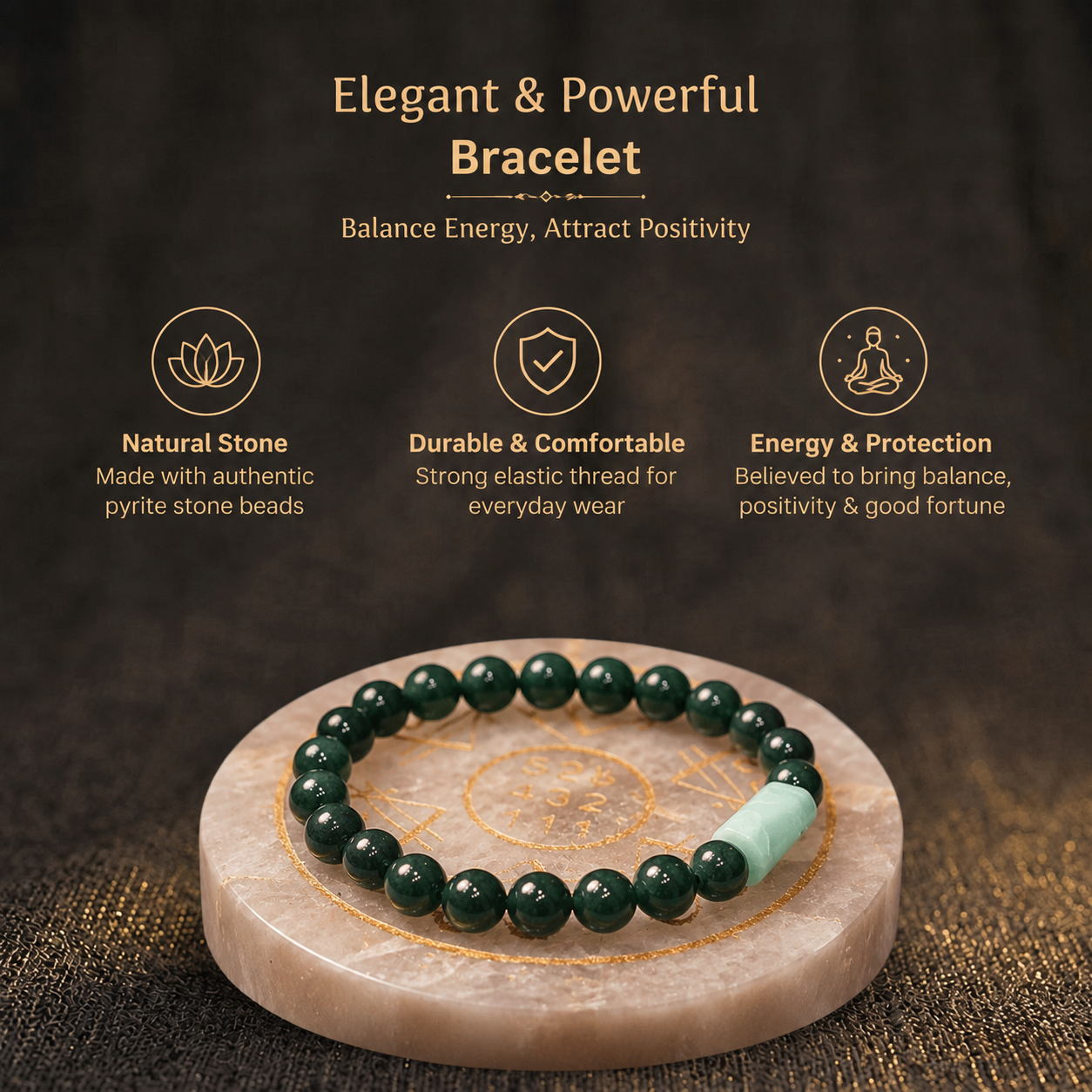 Short details of Natural Deep Green Aventurine & Light Green Jade Barrel Energy Bracelet