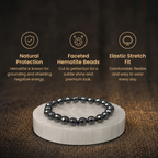 Short details of Natural Faceted Hematite & Black Spinel Energy Bracelet for Protection
