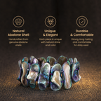Short details of Natural Iridescent Abalone Shell Chunk Statement Bracelet for Intuition, Emotional Balance & Moon-Venus Alignment