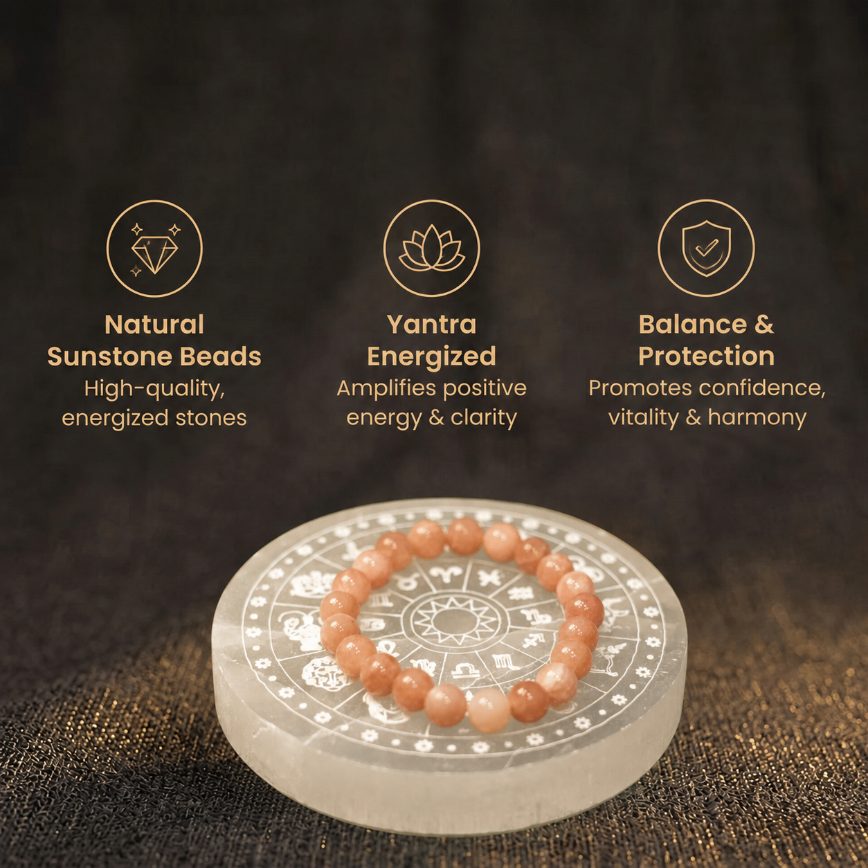 Short details of Natural Peach Moonstone Beaded Bracelet