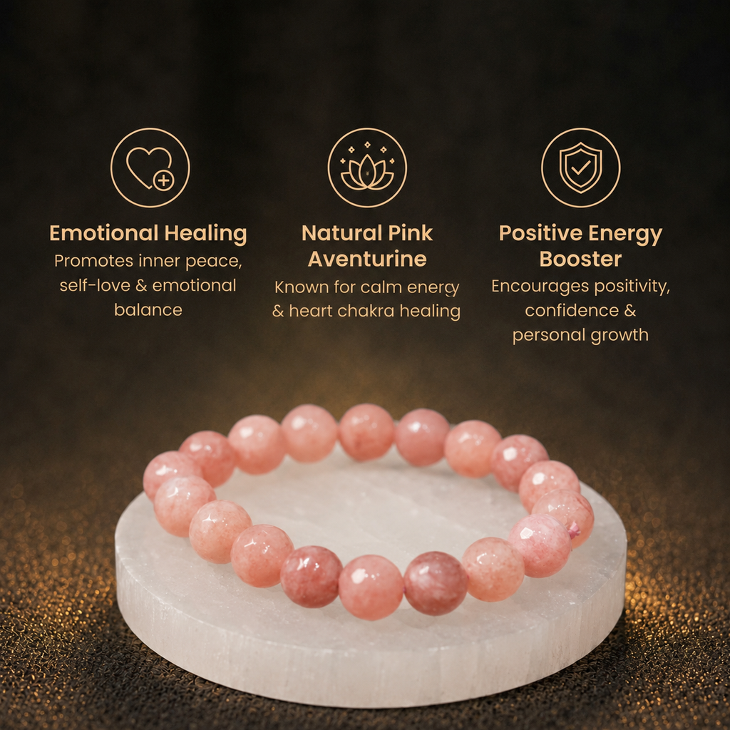Short details of Natural Peach Moonstone & Pink Opal Energy Bracelet