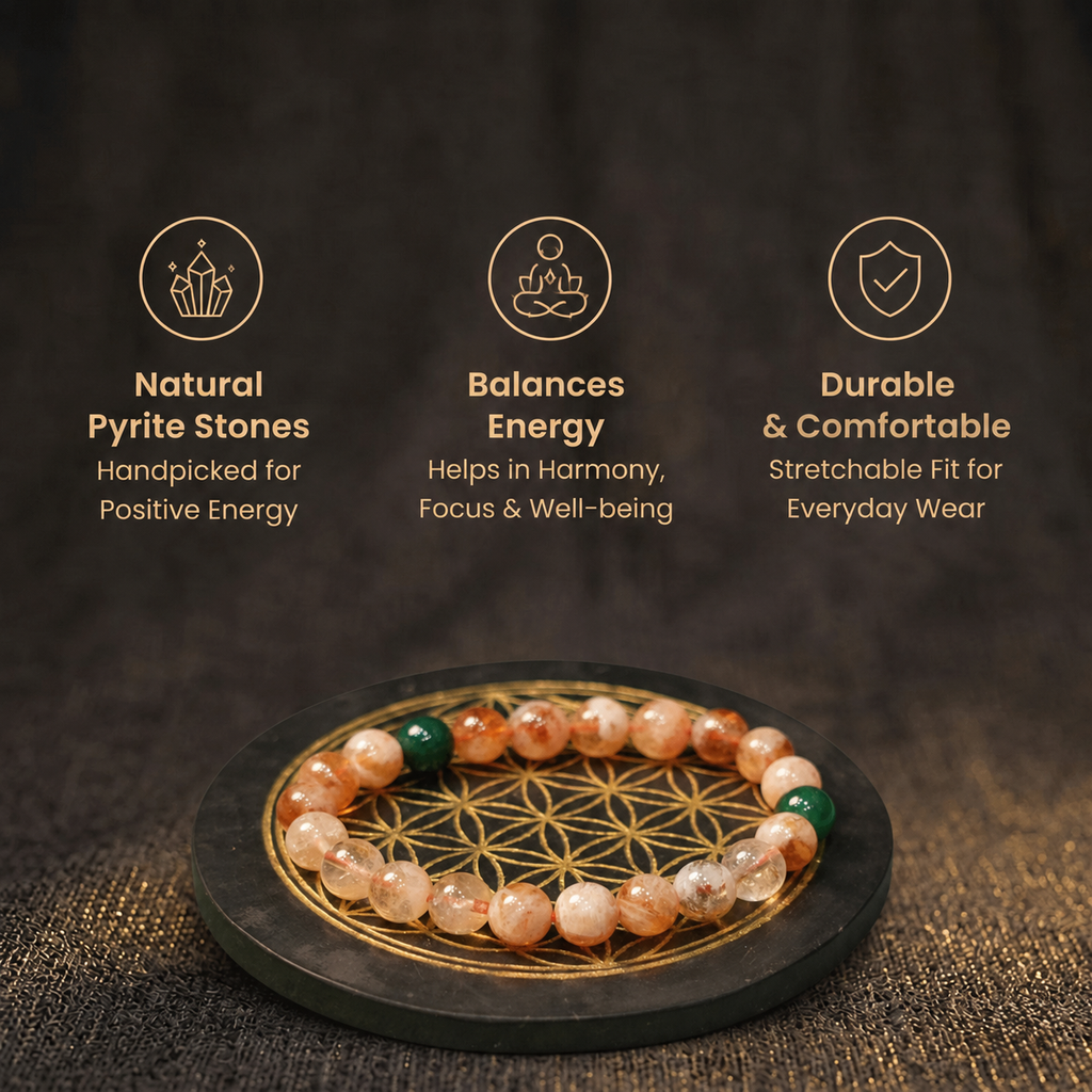 Short details of Natural Peach Quartz & Green Aventurine Accent Energy Bracelet