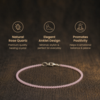 Short details of Natural Rose Quartz Beaded Anklet for Love, Harmony & Venus Energy Alignment