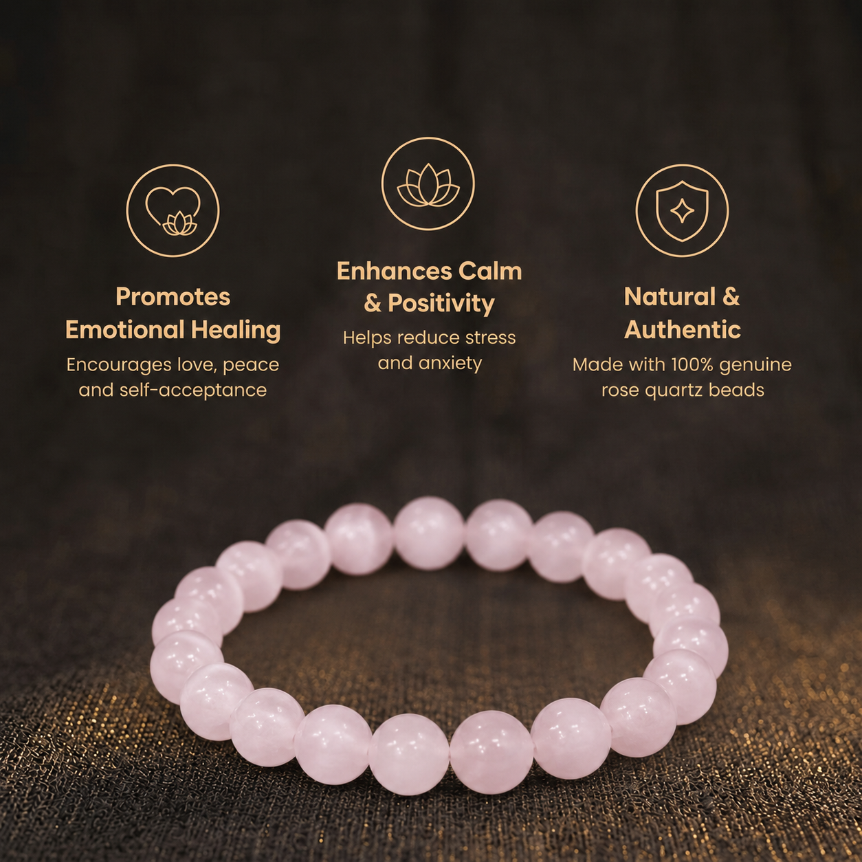 Short details of Natural Rose Quartz & Pink Cat’s Eye Bracelet for Love, Peace & Harmony