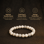 Short details of Natural White Howlite Energy Bracelet for Peace, Stress Relief & Moon Alignment