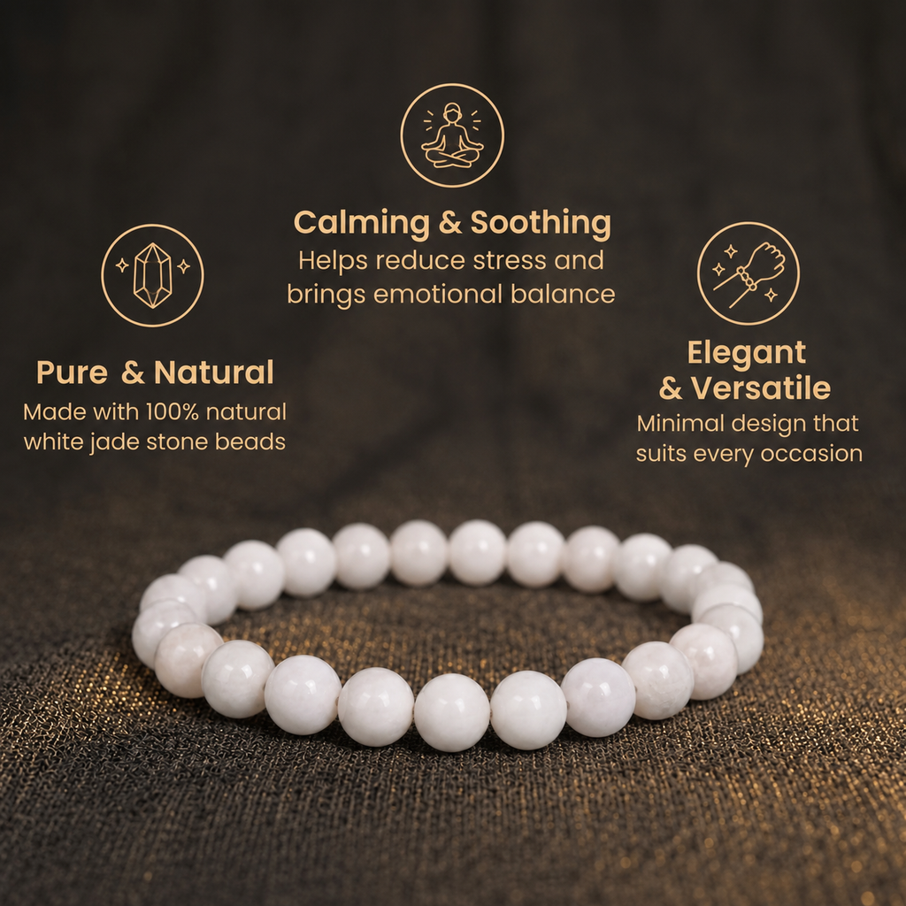 Short details of Natural White Moonstone & Selenite Energy Bracelet