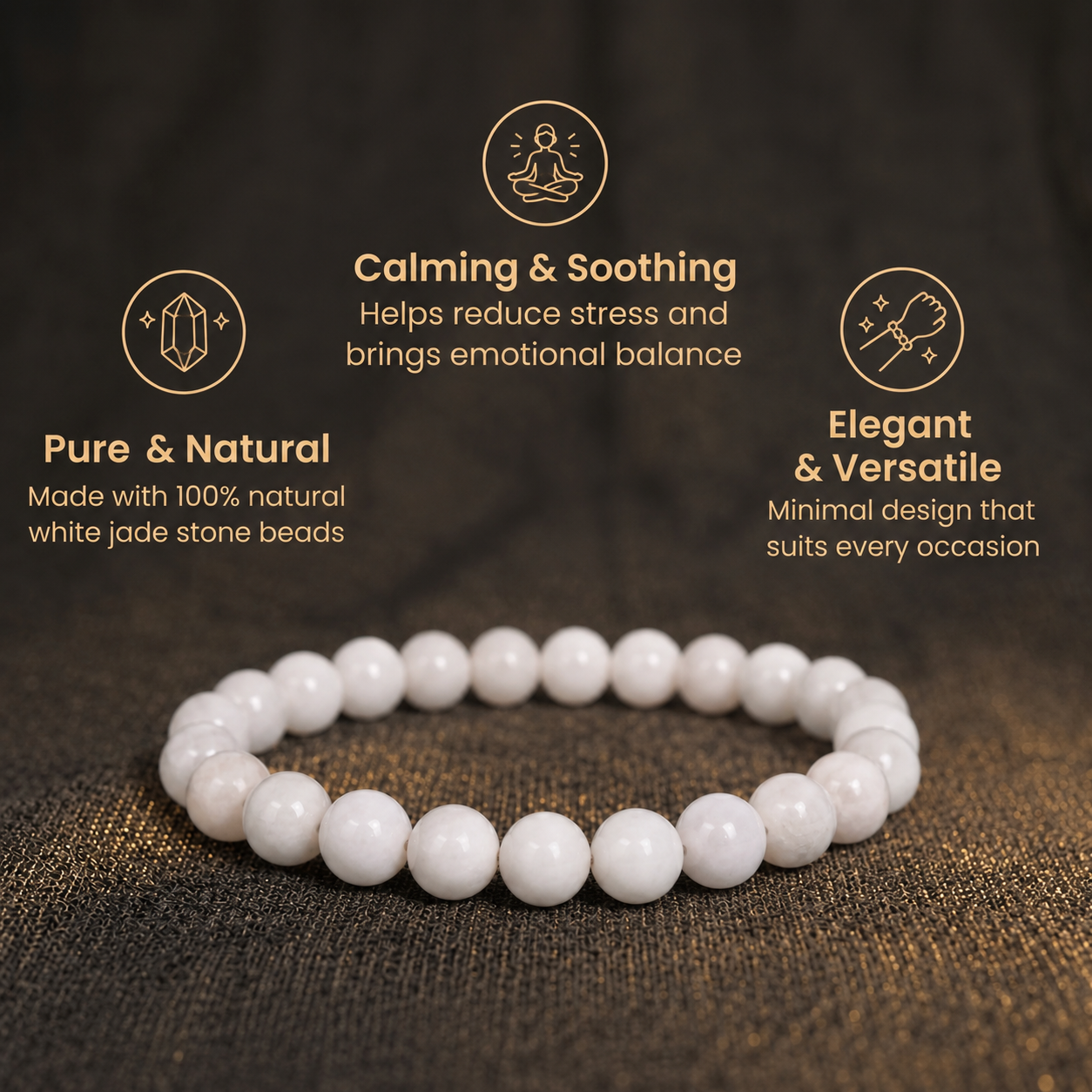 Short details of Natural White Moonstone & Selenite Energy Bracelet