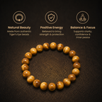 Short details of Natural Yellow Tiger Eye & Cats Eye Energy Bracelet for Focus, Confidence & Sun Energy