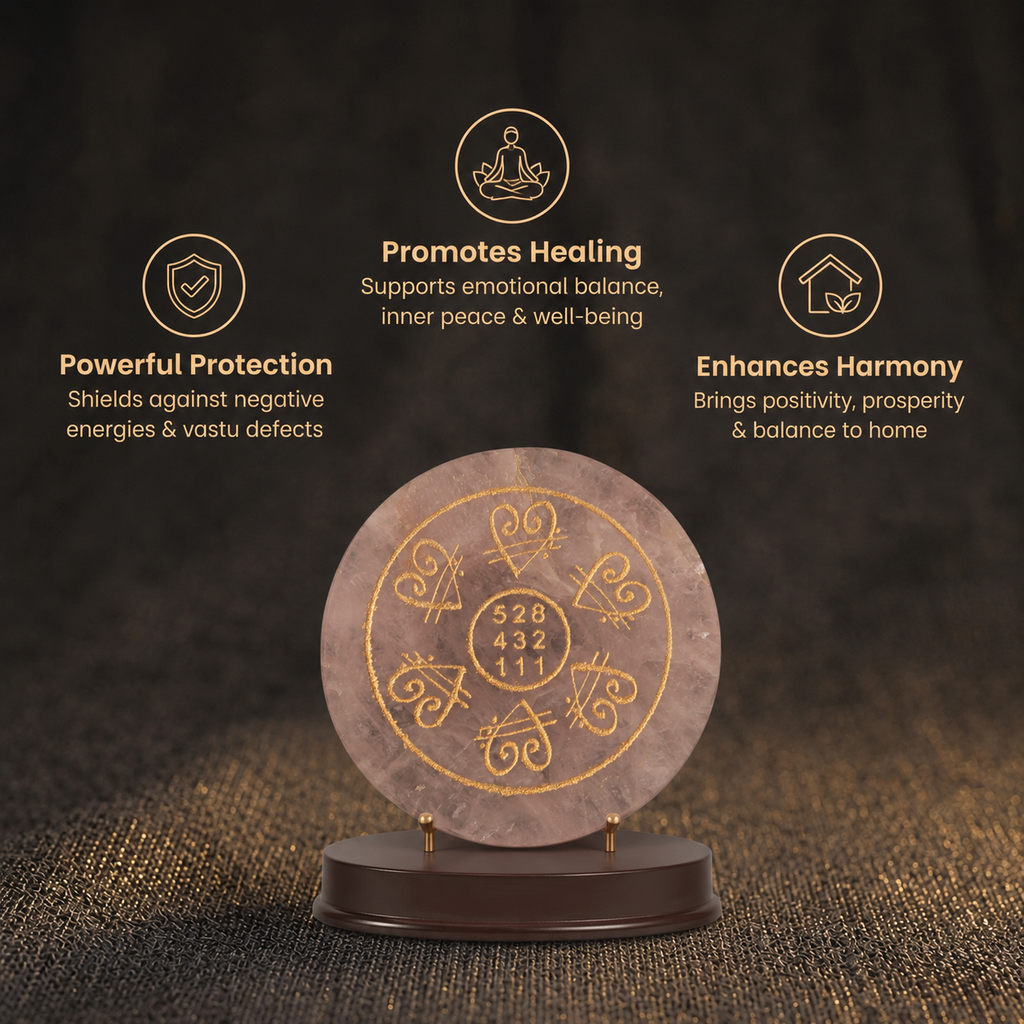 Short details of Rose Quartz Sacred Symbol & Angel Number Charging Plate