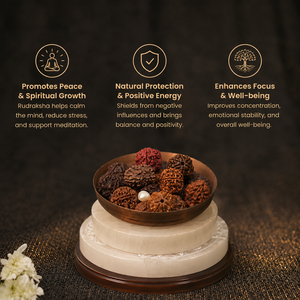 Short details of Sacred Assorted Mukhi Rudraksha Bowl
