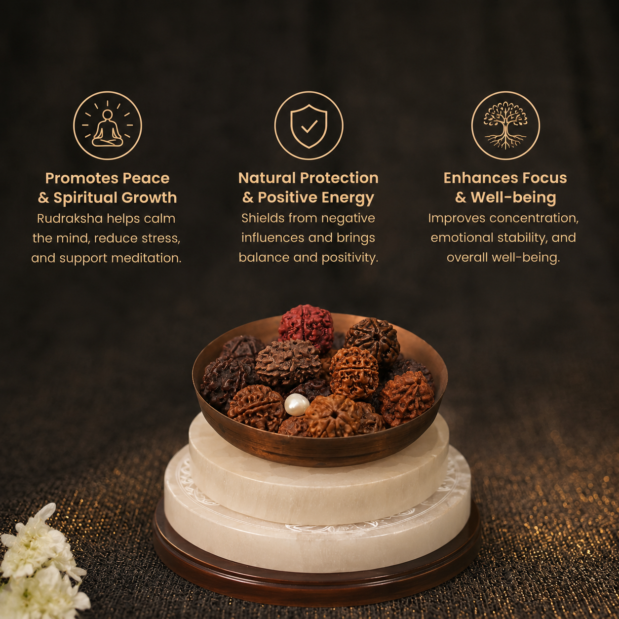 Short details of Sacred Assorted Mukhi Rudraksha Bowl