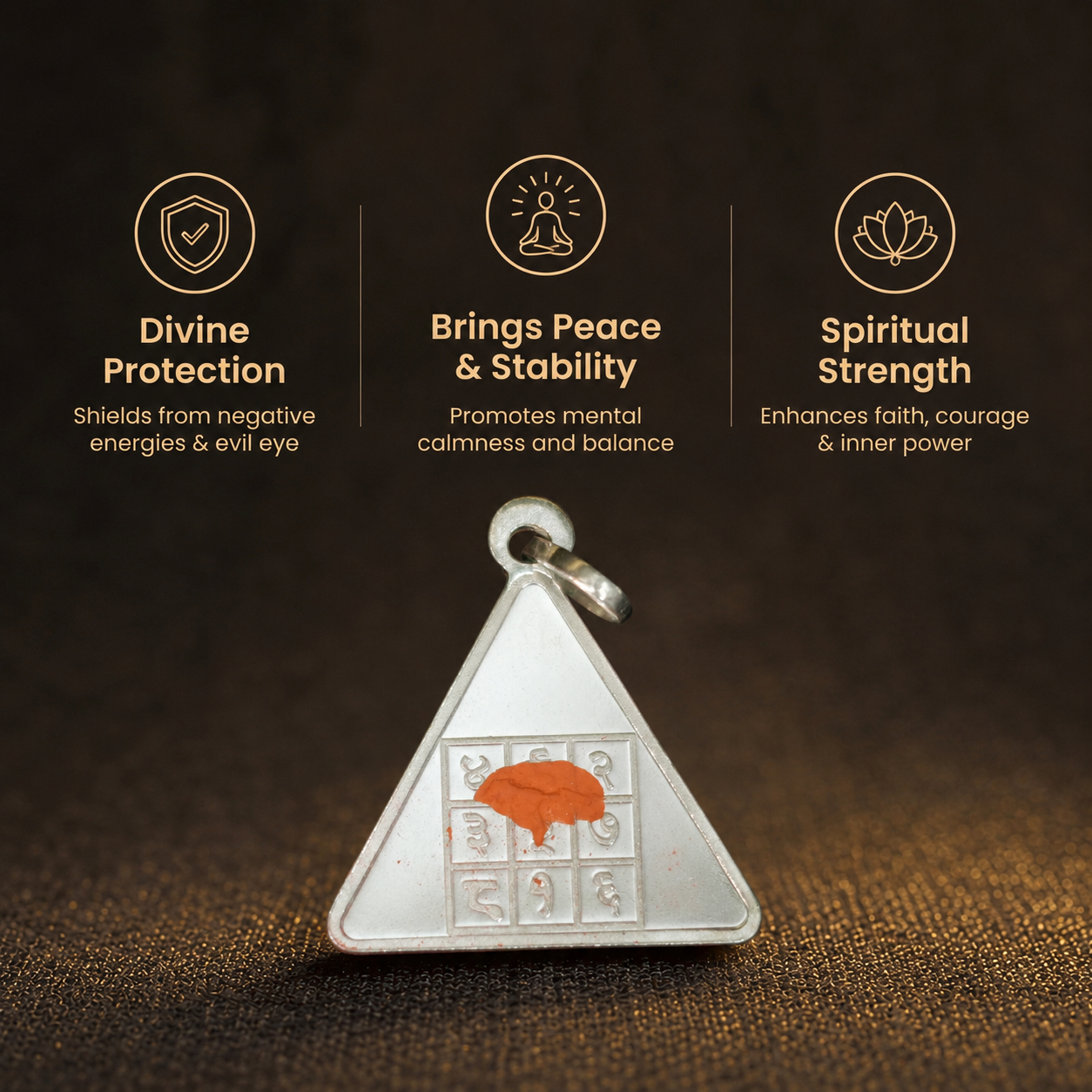 Short details of Silver Triangular Siddha Yantra Tavij